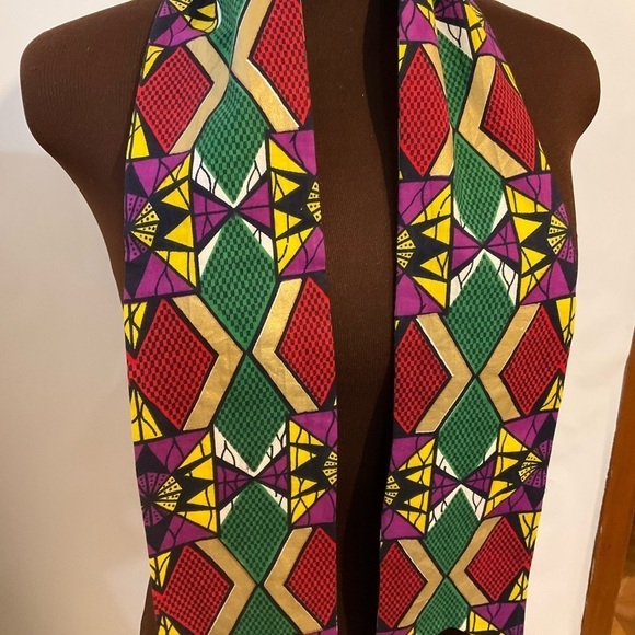 Hand Crafted Ankara African Print Headband/Scarf/Stole and Button Earrings Green
